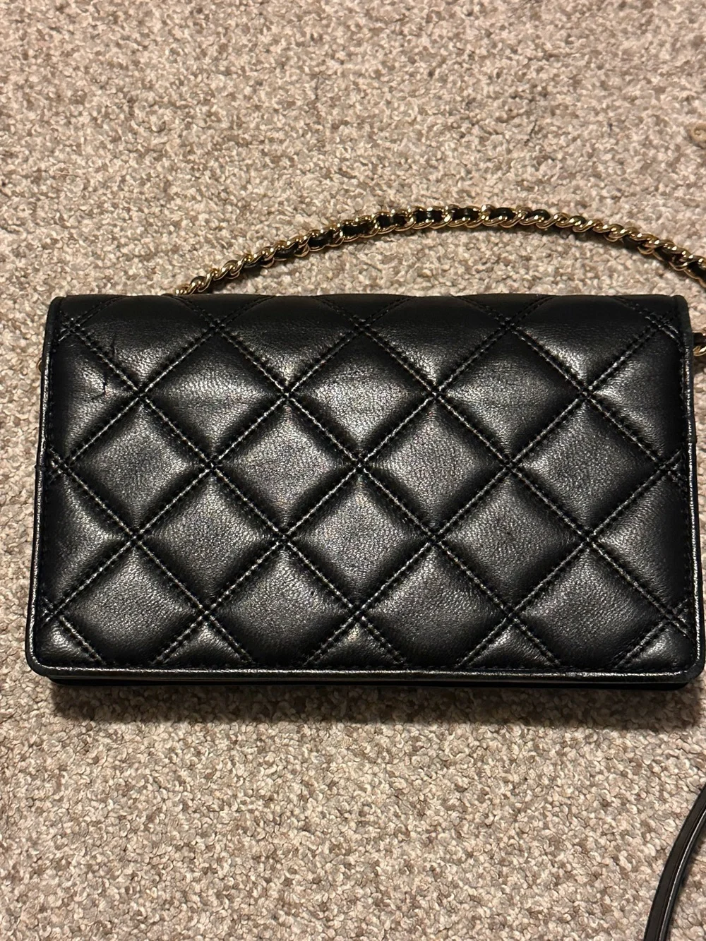Tory Burch Black Quilted Leather Crossbody with Gold Chain - Picture 3 of 8